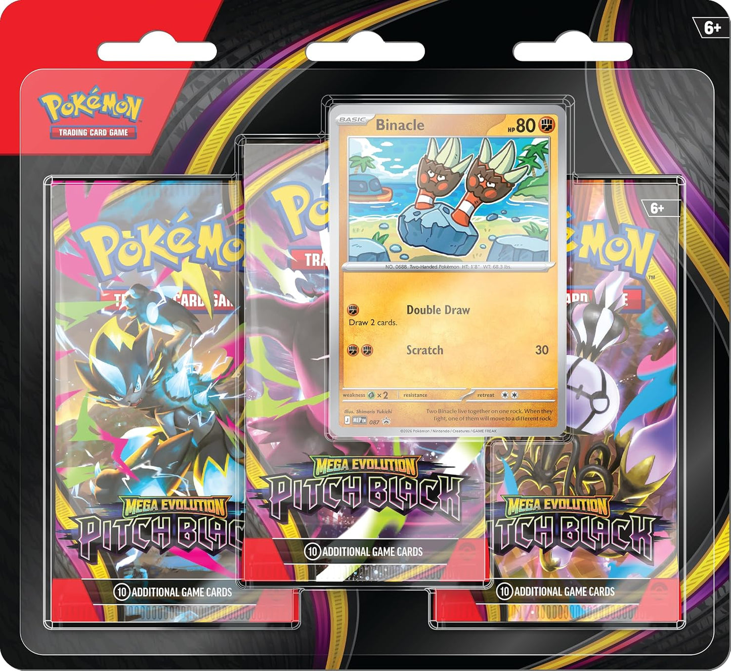 Pokémon TCG: Mega Evolution Pitch Black Pokémon 3 Pack Blister