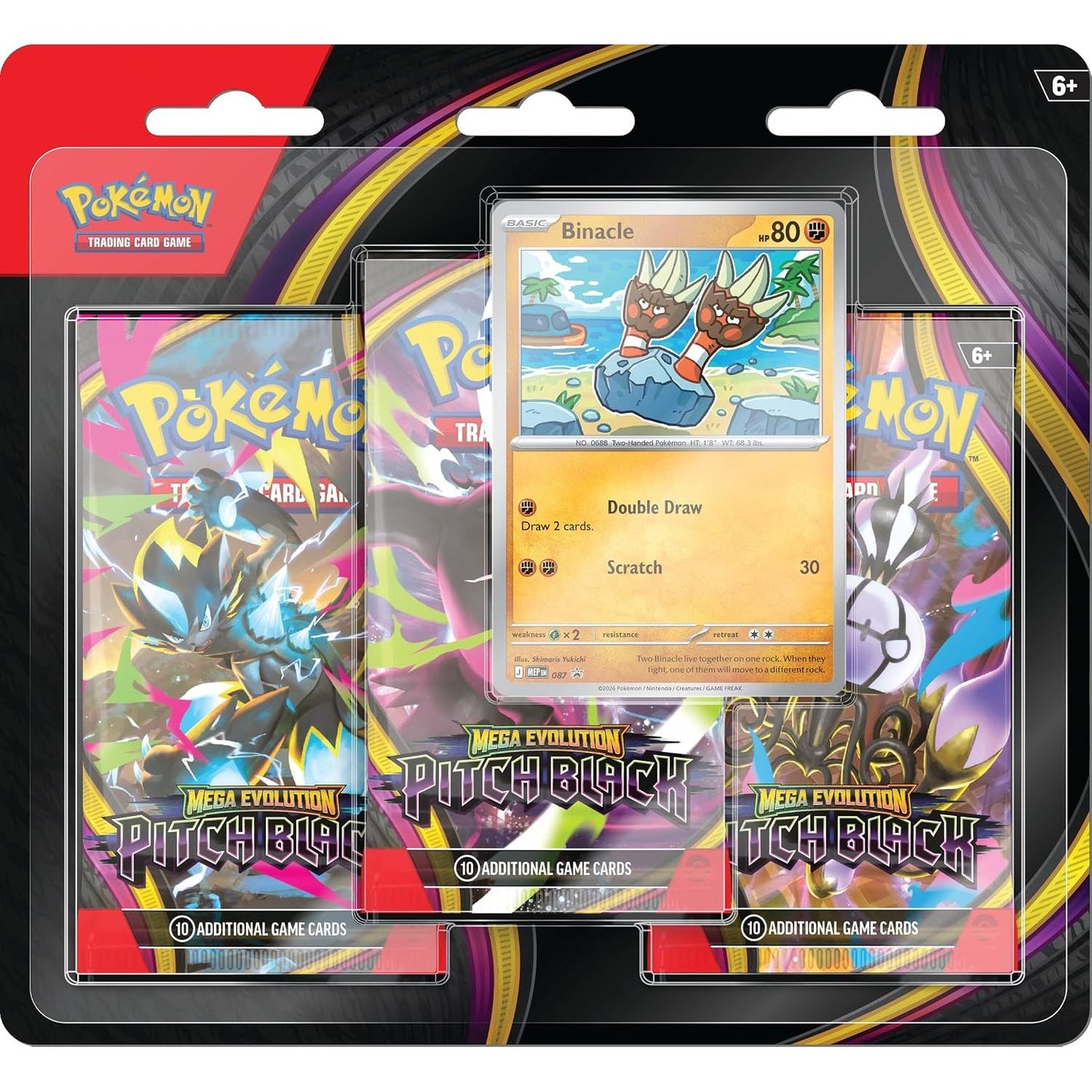 Pokémon TCG: Mega Evolution Pitch Black Pokémon 3 Pack Blister