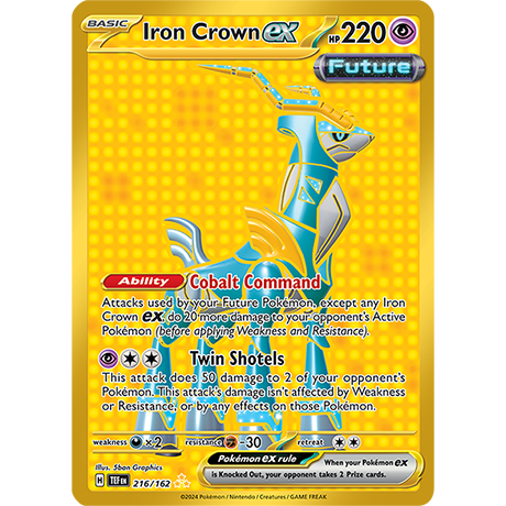 Pokémon TCG: Scarlet & Violet — Temporal Forces Iron Crown EX Gold 216 –  Redshift7toys.com