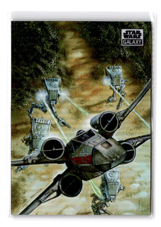 2021 Topps Star Wars Galaxy Escaping The AT-ST's Refractor #31