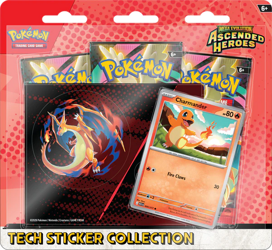 Pokemon Ascended Heros Tech Sticker and Mega Evolution Booster Pack Bundle