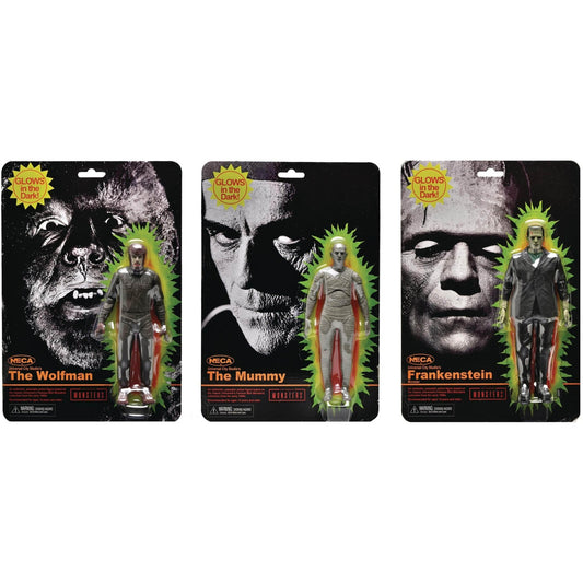 NECA Universal Monsters Glow in the Dark Retro 7 Inch Action Figure Set - Redshift7toys.com